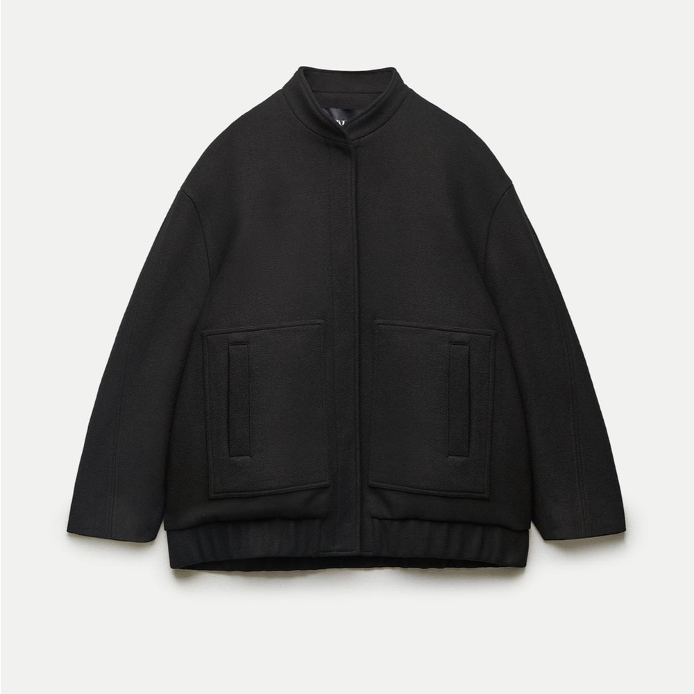 Zara black wool bomber